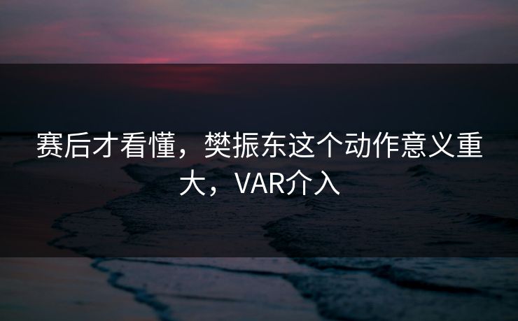 赛后才看懂，樊振东这个动作意义重大，VAR介入
