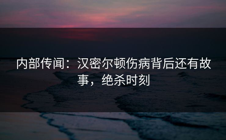 内部传闻：汉密尔顿伤病背后还有故事，绝杀时刻