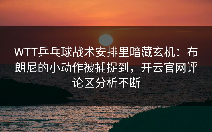 WTT乒乓球战术安排里暗藏玄机：布朗尼的小动作被捕捉到，开云官网评论区分析不断