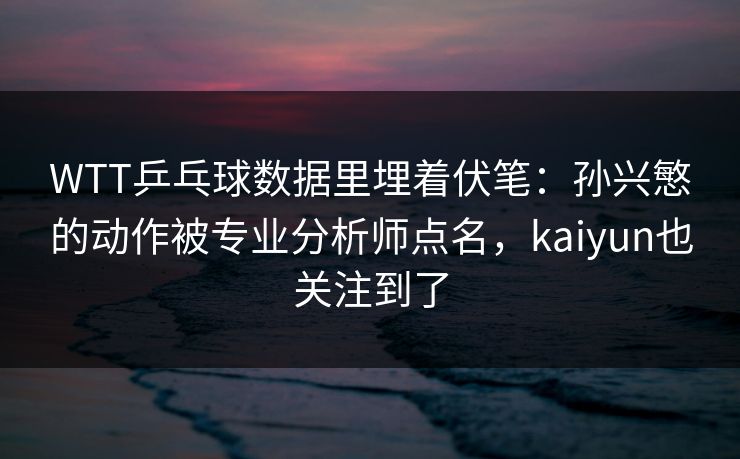 WTT乒乓球数据里埋着伏笔：孙兴慜的动作被专业分析师点名，kaiyun也关注到了